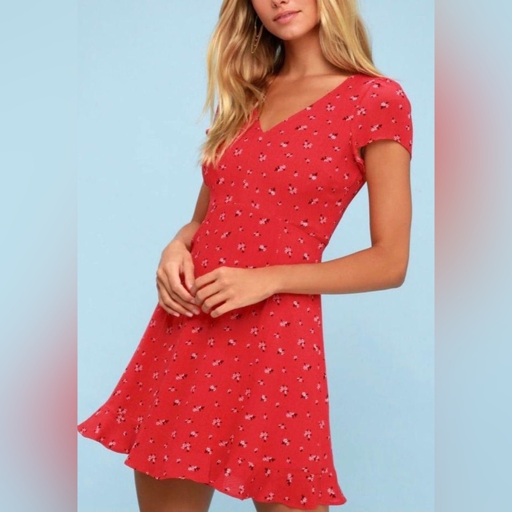 Lulus Red Floral Dress